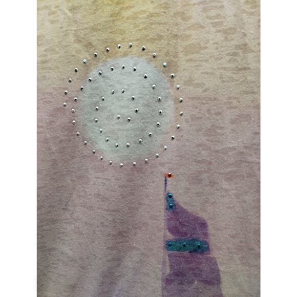 Ellen Negley Women's Size Large Art-To-Wear Tropical Beach Embellished T-Shirt - Picture 3 of 6